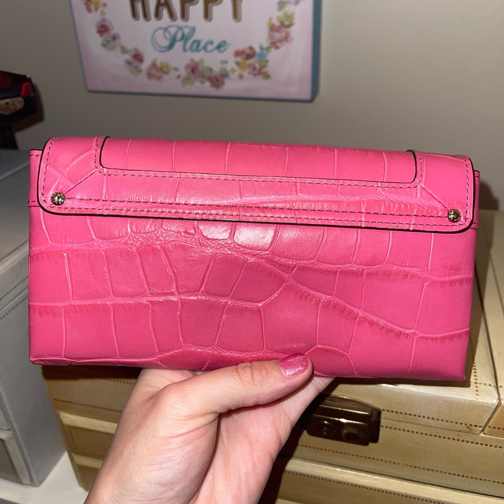 Coach Croc Swagger Wallet in Croc Embossed Leather Dahlia - Picture 3 of 3